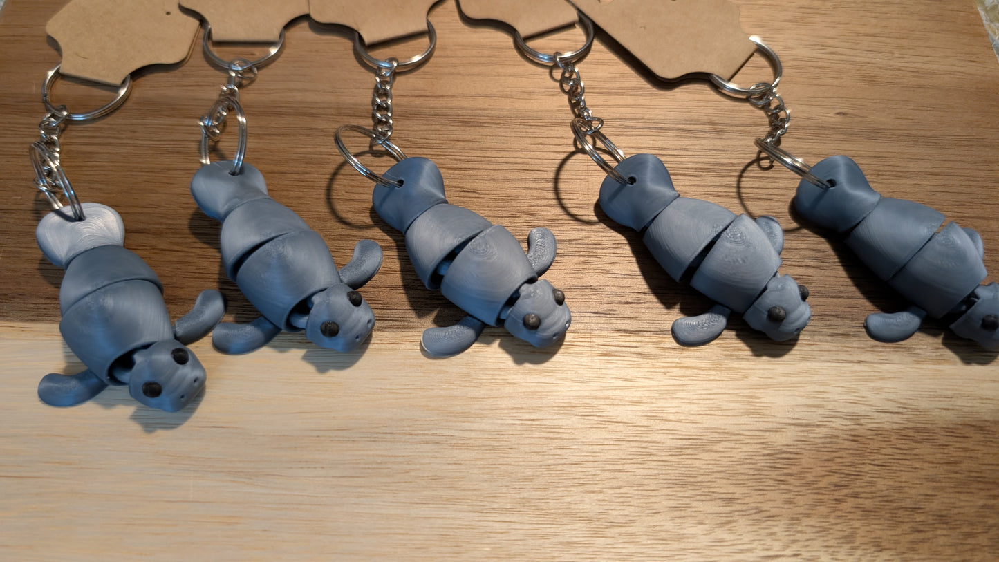 Articulated 3D-Printed Manatee Keychain