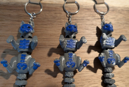 3D Printed Articulated Skeleton Wolf  Keychain